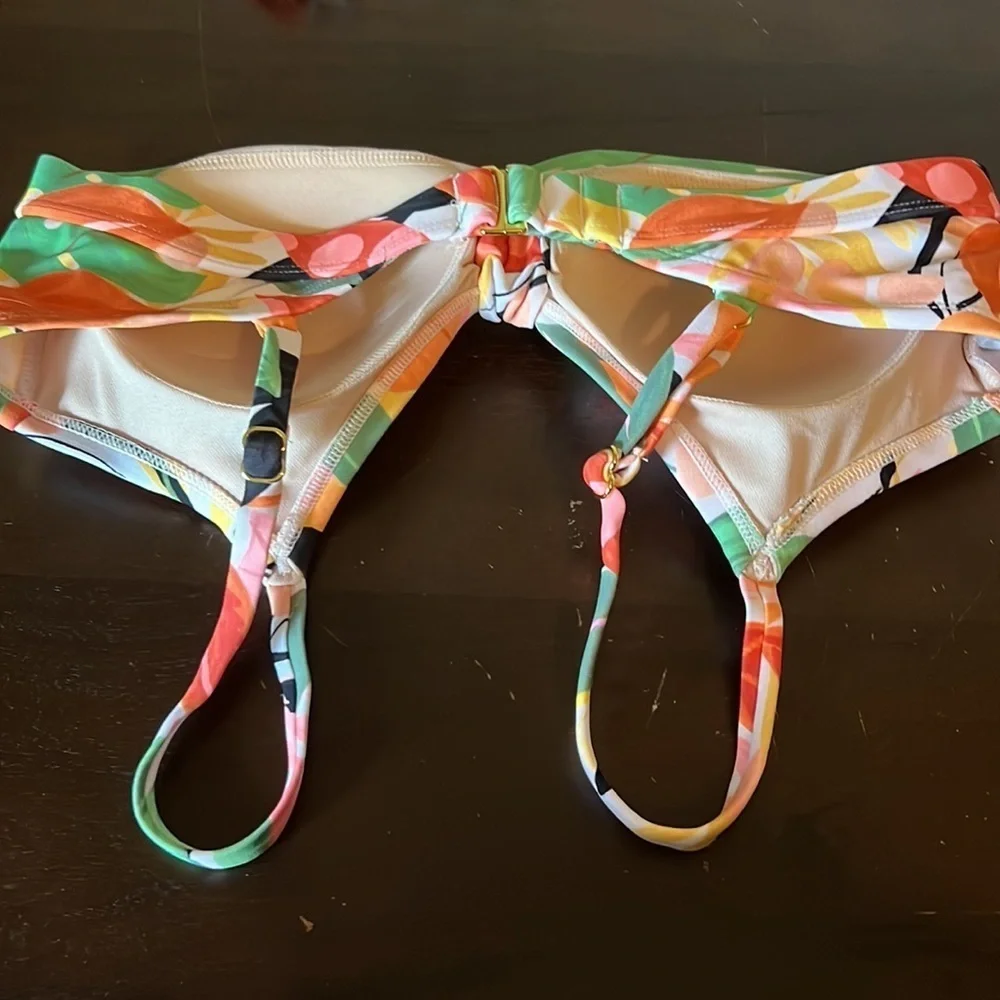 Kona Sol tropical leaves V-Neck Knot Bikini Top and Hipster Bottom medium - Picture 11 of 14